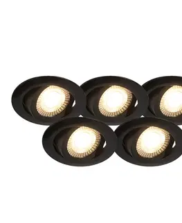 Podhledove svetlo Sada 5 ks moderních zapuštěných bodových svítidel černá včetně LED 3-stupňově stmívatelné - Mio