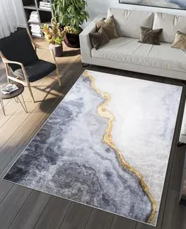 Moderní koberce Moderní šedý koberec s abstraktním vzorem Šířka: 80 cm | Délka: 150 cm