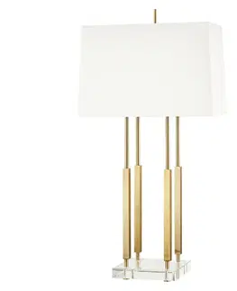 Designové stolní lampy HUDSON VALLEY stolní lampa RHINEBECK mosaz/textil staromosaz/bílá E27 1x40W L1057-AGB-CE