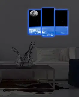 Obrazy Hanah Home Vícedílný obraz s led osvětlením Země 66x45 cm