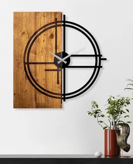 Nástěnné hodiny Nástěnné kovové hodiny LINIE 56 cm dřevo
