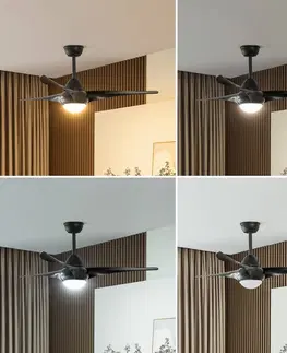 Stropní ventilátory se světlem Starluna Stropní ventilátor Starluna LED Zoika, černý, tichý, 115 cm
