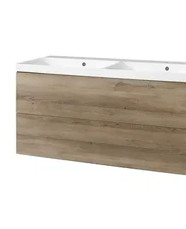 Koupelnový nábytek MEREO Aira, koupelnová skříňka s umyvadlem z litého mramoru 121 cm, dub Halifax CN743M