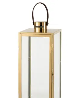 Zahradní lampy Zlatá kovová lucerna Recin - 22*21*65cm J-Line by Jolipa 5181