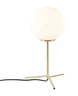 Stolni lampy Stolní lampa ve stylu art deco mosaz s opálovým sklem 45,5 cm - Pallon