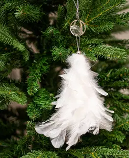 Vánoční dekorace Ozdoba z peří, bílá barva.