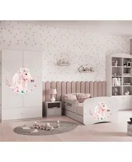 Dětské postýlky Kocot kids Dětská postel Babydreams kůň bílá, varianta 70x140, se šuplíky, s matrací