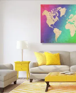 Obrazy mapy Obraz pastelová mapa světa