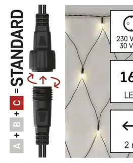 Závěsy a sítě EMOS Standard LED spojovací vánoční řetěz – síť, 1,5x2 m, venkovní, teplá bílá D1DW01