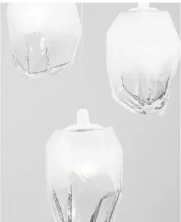 Designová závěsná svítidla NOVA LUCE závěsné svítidlo ICE bílé sklo s přechody a bílý kov G9 3x5W 230V IP20 bez žárovky 9160233