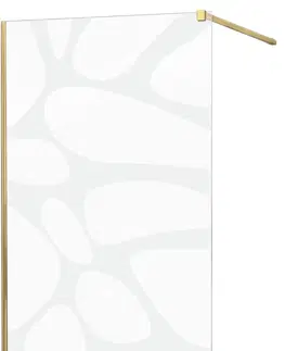 Sprchové zástěny MEXEN/S KIOTO Sprchová zástěna WALK-IN 130x200 cm 8 mm, zlatá, bílý vzor 800-130-101-50-97