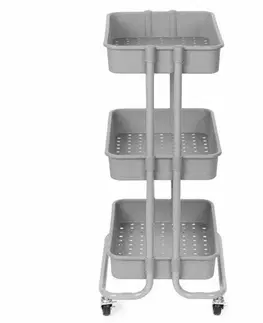 Úložné boxy Compactor Koupelnový vozík s kolečky Grena, 3 police, 43 x 34,8 x 75 cm, šedá