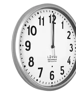 Hodiny LAVVU Stříbrné hodiny Accurate Metallic Silver řízené rádiovým signálem