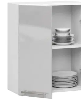 Kuchyňské dolní skříňky Ak furniture Závěsná kuchyňská skříňka Olivie W 60 cm bílá/metalický lesk