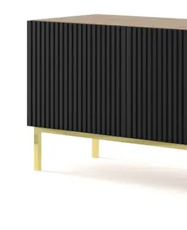 TV stolky ARTBm TV stolek RAVENNA B 3D 150 | dub artisan / černá matná Provedení: Dub artisan / černý mat / zlatá podnož