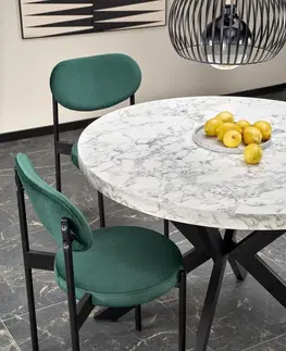 Jídelní stoly HALMAR Rozkládací jídelní stůl PERONI bílý mramor/černá