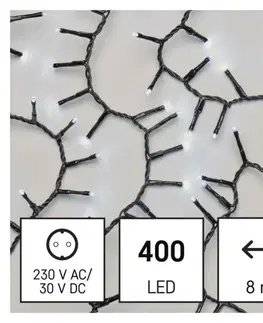 LED řetězy EMOS LED vánoční řetěz – ježek, 8 m, venkovní i vnitřní, studená bílá, časovač D4BC02