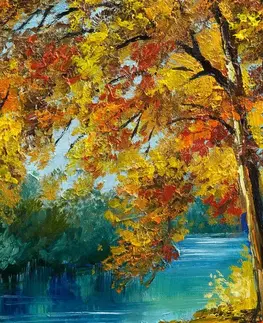 Obrazy přírody a krajiny Obraz malované stromy v barvách podzimu
