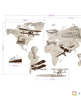 Samolepky na zeď Dětské samolepky na zeď - Retro mapa světa