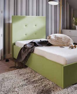 Postele Čalouněná postel DANGELO 1 90x200 cm, zelená látka