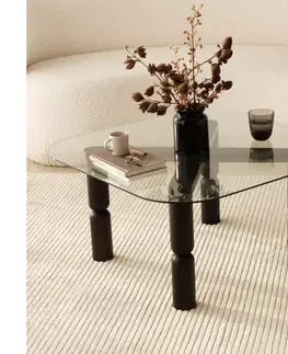 Konferenční stoly  Konferenční stolek KEI 40x80 cm hnědá/čirá 