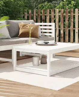 Zahradní stolky Zahradní stůl bílý 121 x 82,5 x 45 cm masivní borové dřevo