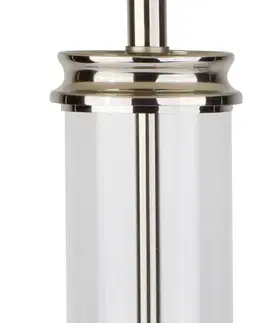 Stolní lampy Searchlight Stolní lampa Pedestal stříbro s krémovým stínidlem