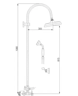 Koupelnové baterie SLEZAK-RAV Vodovodní baterie sprchová MORAVA RETRO s hlavovou a ruční sprchou, Barva: chrom, Rozměr: 150 mm MK181.5/3