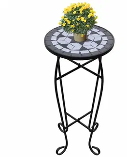 Zahradní stolky Mozaikový stolek na květiny keramika Dekorhome Černá