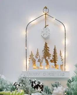 Vánoční dekorace Solight LED závěsná dekorace - les s jeleny, 14x LED, 2x AA
