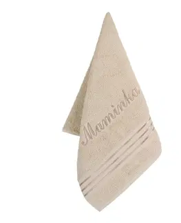 Ručníky Bellatex Froté ručník s výšivkou Maminka béžová