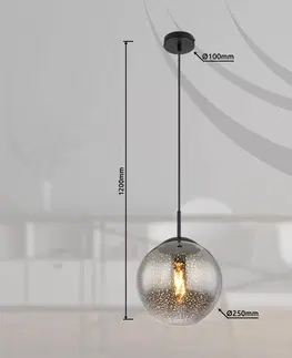 Závěsná světla Globo Závěsné svítidlo Samos, Ø 25 cm, kouřově šedá/černá, sklo