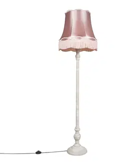 Stojaci lampy Retro stojací lampa šedá s růžovým odstínem Granny - Classico