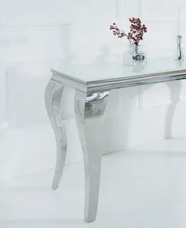 Konferenční stolky LuxD Designová konzola Rococo 140cm bílá  / stříbrná