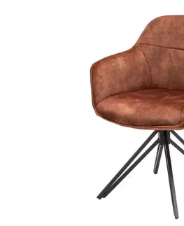 Luxusní jídelní židle Estila Moderní hnědá otočná židle Marmol s kovovými nohami 82cm