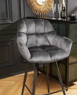 Barové židle LuxD Designová barová otočná židle Vallerina šedý samet