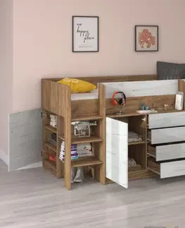 Dětský pokoj ArtCross Dětská vyvýšená postel SMILE | levá barevné provedení: grafit / biela