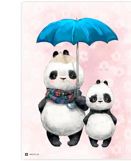Obrazy do dětského pokoje Obrázek Pandy s modrým deštníkem do dětského pokoje