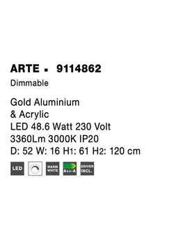 Designová závěsná svítidla NOVA LUCE závěsné svítidlo ARTE zlatý hliník a akryl LED 48.6W 230V 3000K IP20 stmívatelné 9114862