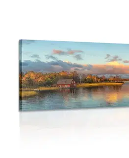 Obrazy přírody a krajiny Obraz západ slunce nad jezerem