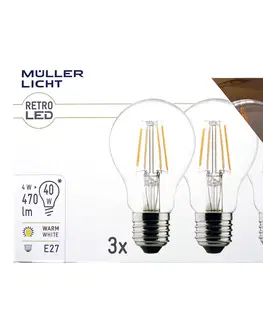 LED žárovky Müller-Licht LED žárovka E27 4W 2 700 K filament sada 3ks 470lm