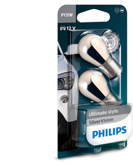 Žárovky Philips SADA 2x Autožárovka Philips SILVER VISION 12496SVB2 PY21W BAU15s/21W/12V 