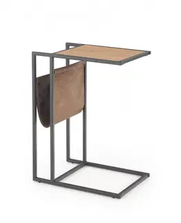 Stolky do obývacího pokoje HALMAR Odkládací stolek COMPACT dub zlatý/černý