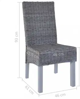 Židle Jídelní židle 4 ks ratan / mangovník Dekorhome Šedá