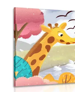 Dětské obrazy Obraz žirafy u jezírka