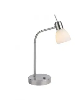 Lampy na noční stolek LEUCHTEN DIREKT is JUST LIGHT Stolní lampa, barva ocel, stínidlo, E14, do interiéru, IP20