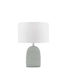 Lampy na noční stolek NOVA LUCE stolní lampa CHEMPO šedý beton a kov bílé stínidlo E27 1x12W 230V IP20 bez žárovky 9050166