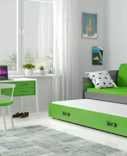 Postele BMS Dětská postel s přistýlkou DAWID | šedá 90 x 200 cm Barva: Zelená