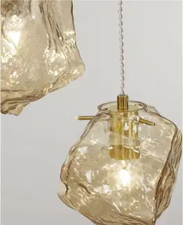 Designová závěsná svítidla NOVA LUCE závěsné svítidlo ODELLE mosazný zlatý kov a jantarové sklo E14 5x5W 230V IP20 bez žárovky 9009255