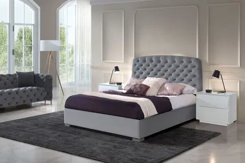 Luxusní a stylové postele Estila Chesterfield luxusní postel Yolanda se zaobleným čelem s čalouněním 140-180cm